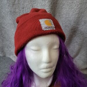 Carhartt knit cuffed beanie burnt orange red adult gorpcore utility streetwear